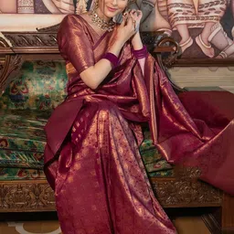 AMRUTKALA SAREES Woven Design Zari Silk Blend Banarasi Saree image 3