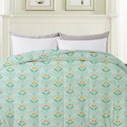 bsb home Green Floral Microfiber Mild Winter 210 GSM Single Bed Comforter-picture-32