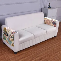 HOKIPO Beige & Purple Printed Polyester 2 Piece Sofa Cover With Arms-image-49