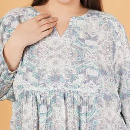 Sztori Women Abstract Printed Round Neck Plus Size Top image 2