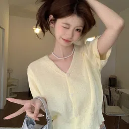 KPOP Women Woollen Crop image 2