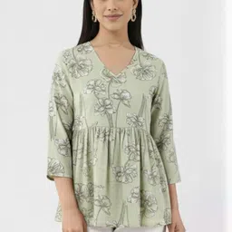 FASTCLO Floral Print Cotton Peplum Top-picture-33