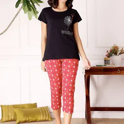 Bodycare Women Cotton Printed T shirt & Pyjama Night suit-image-59