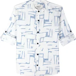 CHARCHIT Boys Comfort Regular Fit Abstract Printed Mandarin Collar Cotton Casual Shirt image 4