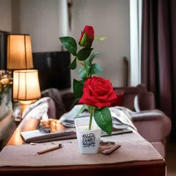 aliza Artificial Rose Pot for Home Decoration/Artificial Rose Flower Bunch Red Rose Artificial Flower with Pot-picture-29