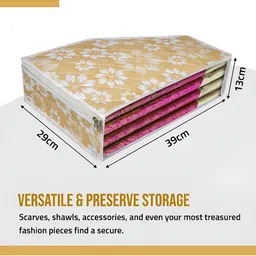 Aura Gold-Toned & White 6 Pieces Printed Blouse Saree Coves Reusable Organisers image 4