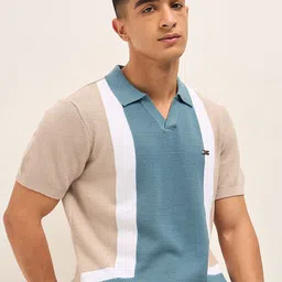 THE BEAR HOUSE Men Colourblocked Polo Collar Slim Fit T-shirt-picture-13