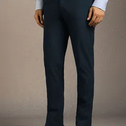 Louis Philippe Men Solid Slim Fit Mid-Rise Formal Trousers image 4