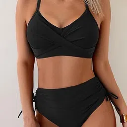 Scarlet Kiss Twist-Front Tie-Up V-Neck Stretchable Swim Bikini Set image 2