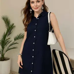 Style Quotient Shirt Collar Shirt Dress-image-68