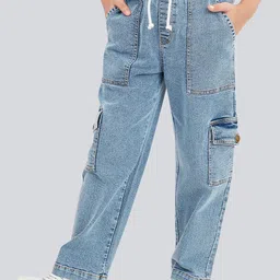 Olele Girls Comfort Relaxed Fit Low Distress Light Fade Jeans-picture-18