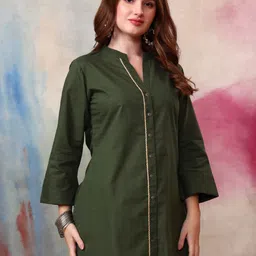 Tissu Women Pure Cotton Mandarin Collar Lace Work Tunic Kurti-picture-15