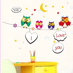 Asian royal Red & Green Owls Printed Wall Sticker-picture-12
