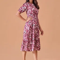 Fashfun Floral Print Puff Sleeve Fit & Flare Midi Dress image 5