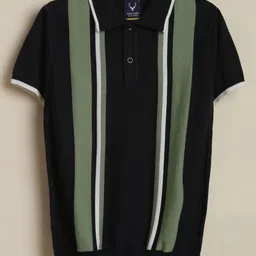 Allen Solly Junior Boys Striped Polo Collar Pure Cotton T-shirt-image-3
