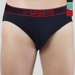 Sporto by Macho Men Pack Of 4 Low-Rise Pure Cotton Briefs Sporto_M1010-N1-Olv1-Prt1-R1-S-picture-33