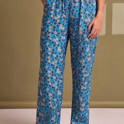 GRAGE Women Blue Cotton Dotted Lounge Pants-picture-31