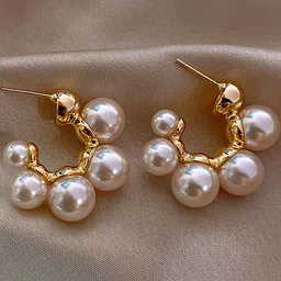 Anouk Women Pearl Hoop Korean Earrings-picture-29