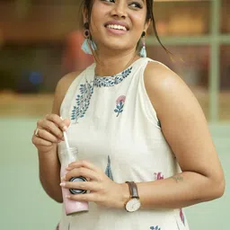 GoSriKi Floral Printed Round Neck A-Line Kurta With Palazzos image 4