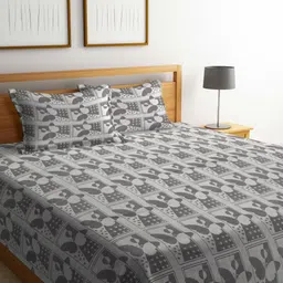 Myntra Elegant Homes Brown & Grey Woven Design Cotton Double King Bed Cover-picture-16