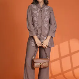 Kaftanize Embroidered Top With Trousers Co-Ord image 5