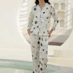 NIJANAND TEXTILE Floral Printed Lycra Night suit-image-6