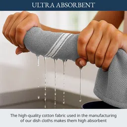 LANE LINEN Unisex 6Pcs Striped Chambrey Pure-Cotton Kitchen Towels image 2