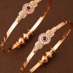 Anouk Women 2 Pair Gold Plated Adjustable Kada Bangle image 4