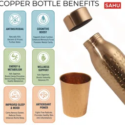 sahu 980 ml Copper Bottle With Drinking Glass image 4