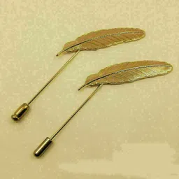 mahi Combo of 2 Gold Color Leafy Lapel Pins / Brooches Brooch image 4