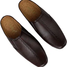 hikbi Leather Half Formal Shoes Back Open Shoes Mojaris For Men image 2