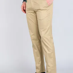 peter england Men Regular Fit Maroon Cotton Blend Trousers image 3