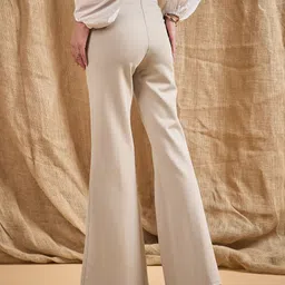 sassafras Women Regular Fit Beige Viscose Rayon Trousers image 5