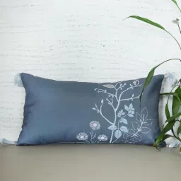 zeba Blue Polycanvas Floral 12x22 inches Cushion Covers (1pc)-picture-13