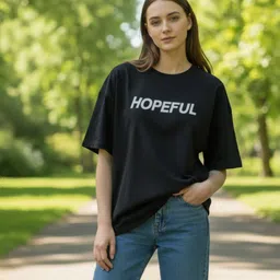 Women Printed Round Neck Cotton Blend Black T-Shirt-image-28