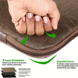 kavrixa Laptop Sleeve Case | 15.6|Zipper Closure | Water Repellent PVC | Khaki & Brown Laptop Sleeve/Cover image 5