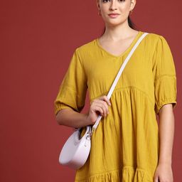 all about you Pure Cotton Puff Sleeve Tiered A-Line Dress-picture-28
