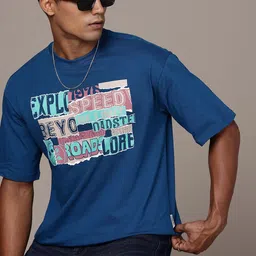 The Roadster Life Co. Typography Printed Drop-Shoulder Sleeves Pure Cotton Relaxed T-shirt-picture-25