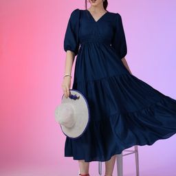 Krunal Raiyani Women V-Neck Fit & Flare Maxi Dress-picture-13