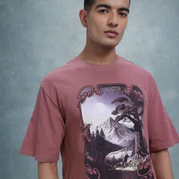 The Roadster Life Co. Printed Drop-Shoulder Sleeves Pure Cotton Relaxed T-shirt-picture-21