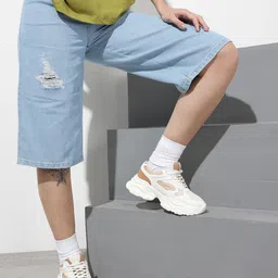 The Roadster Life Co. Women High-Rise Pure Cotton Denim Bermuda Shorts-image-59