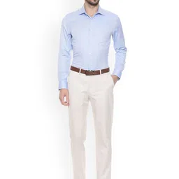 Louis Philippe Permapress Men Blue Regular Fit Solid Formal Shirt image 5