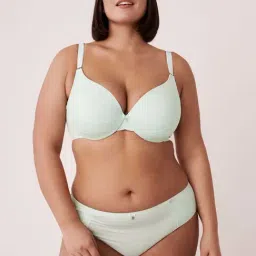 La Vie En Rose Green Lace Work Demi Cup Bra-image-26