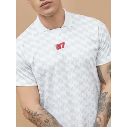 Fame Forever By Lifestyle White Regular Fit Printed Sports Polo image 5
