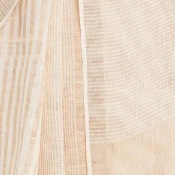 Fabindia Off-White Linen Striped Saree image 5