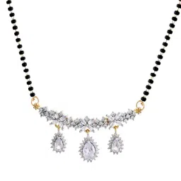 VOJ Gold Adjustable AD Stone Studded Mangalsutra & Earring Sets image 2