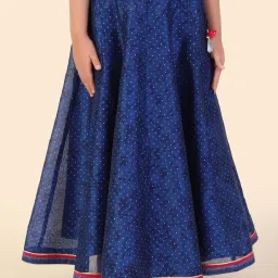 Fabindia Kids Royel Blue & Red Printed Lehenga Set image 5