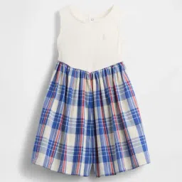 GAP Girls Blue Cotton Checks Rompers-image-14