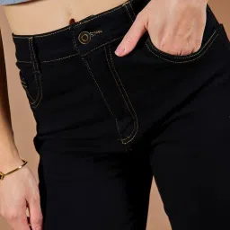 DOLCE CRUDO Black Denim Skinny Fit High Rise Jeans image 5