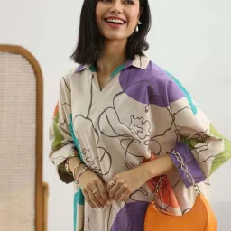 Libas Off White Regular Fit Floral Print Tunic image 5